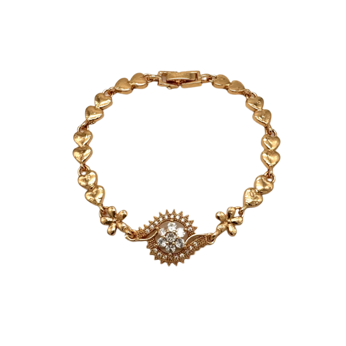 Gold Plated Bracelet With Zircon Flower