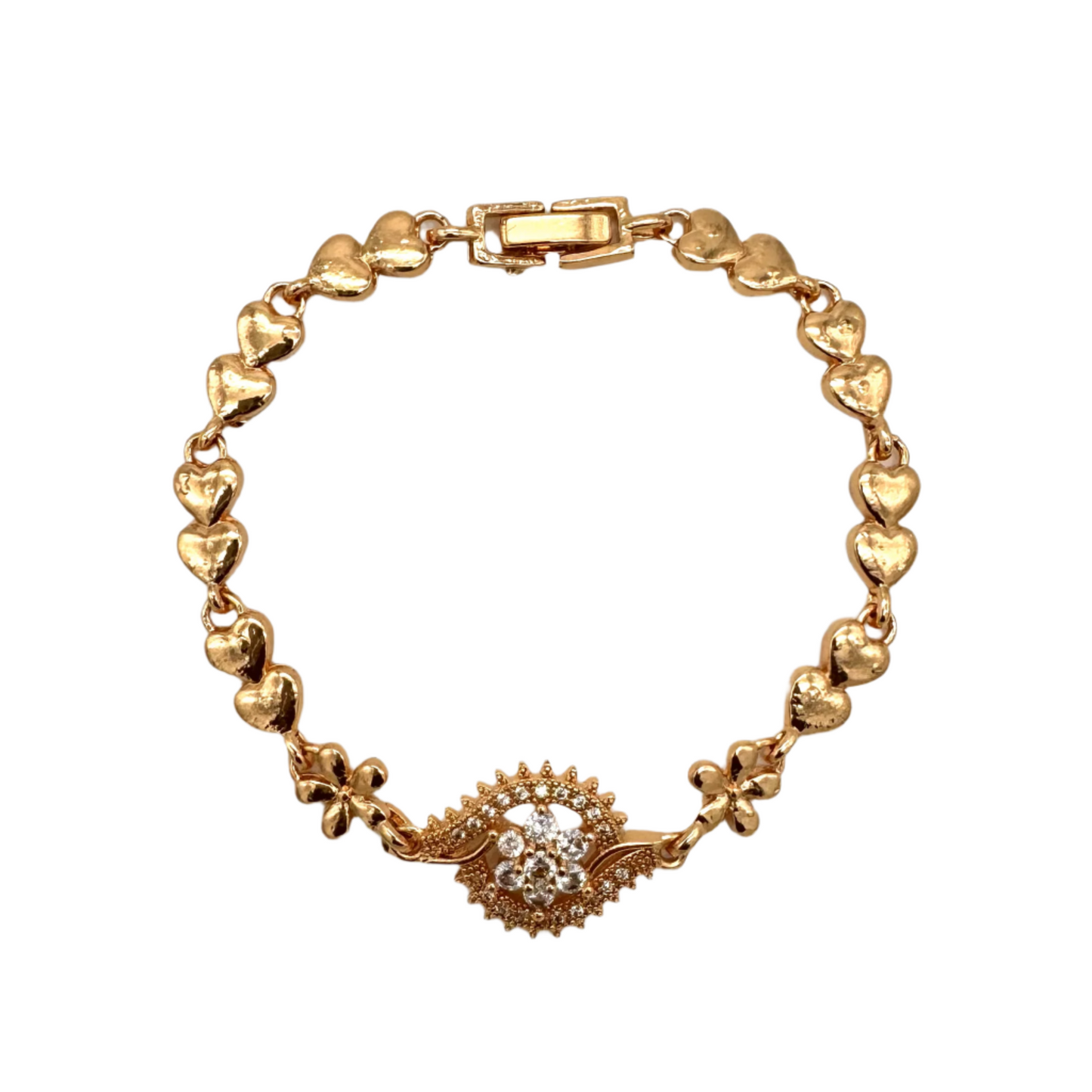 Gold Plated Bracelet With Zircon Flower