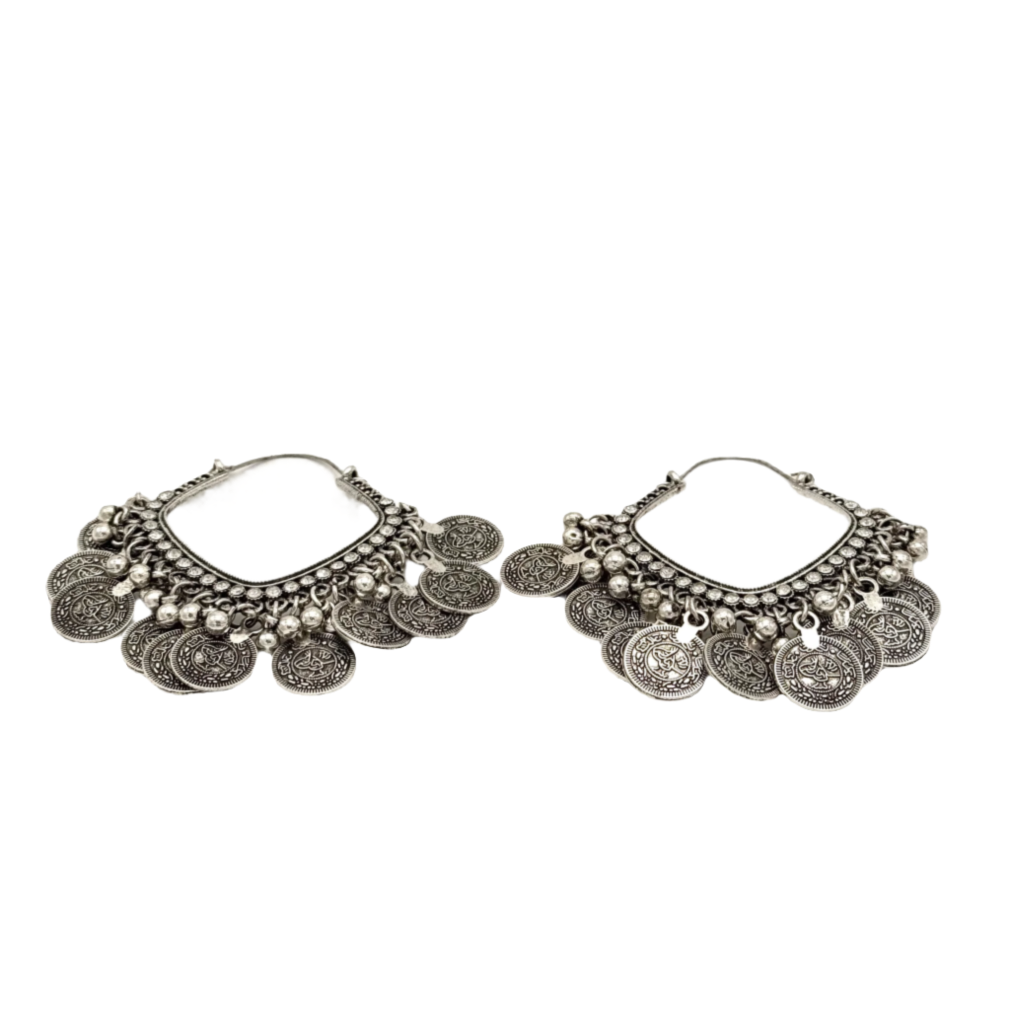 Antique Silver Earrings with Coins