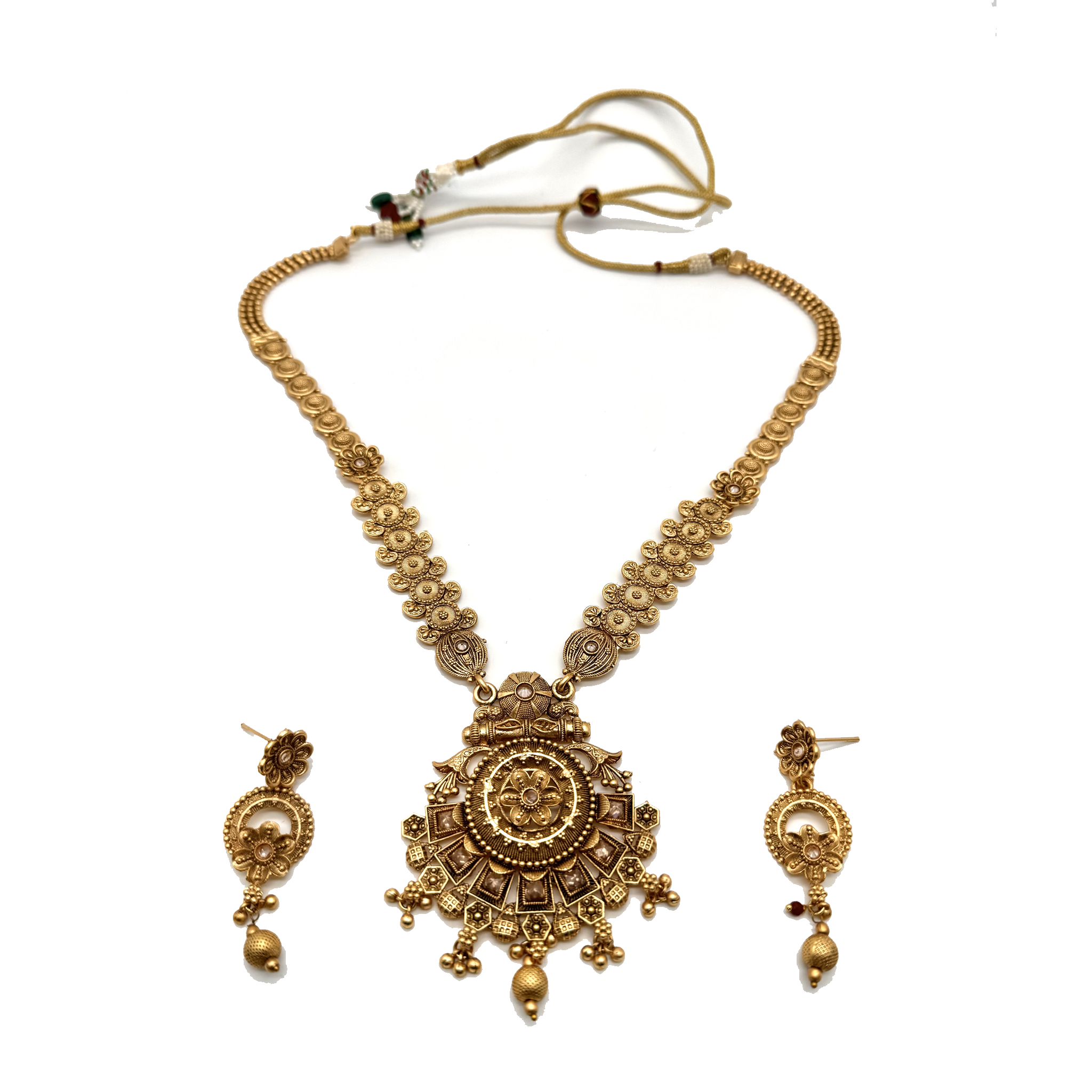 Antique Gold Plated Necklace and Earring Set