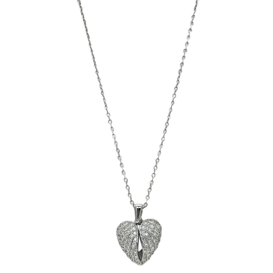 Stainless Steel Necklace With Heart "Winged" Locket